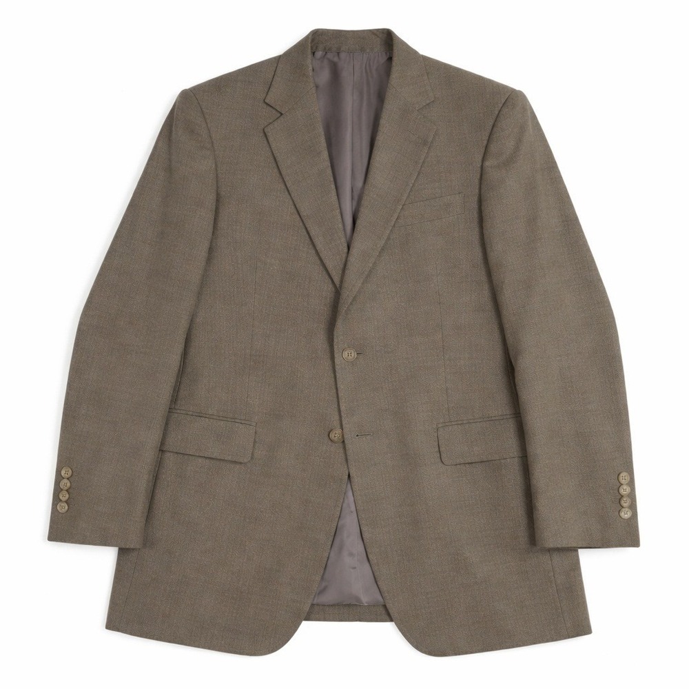 Tallia‎ Uomo Worsted Wool Jacket 44L Brown Made in USA Serra Super 110s